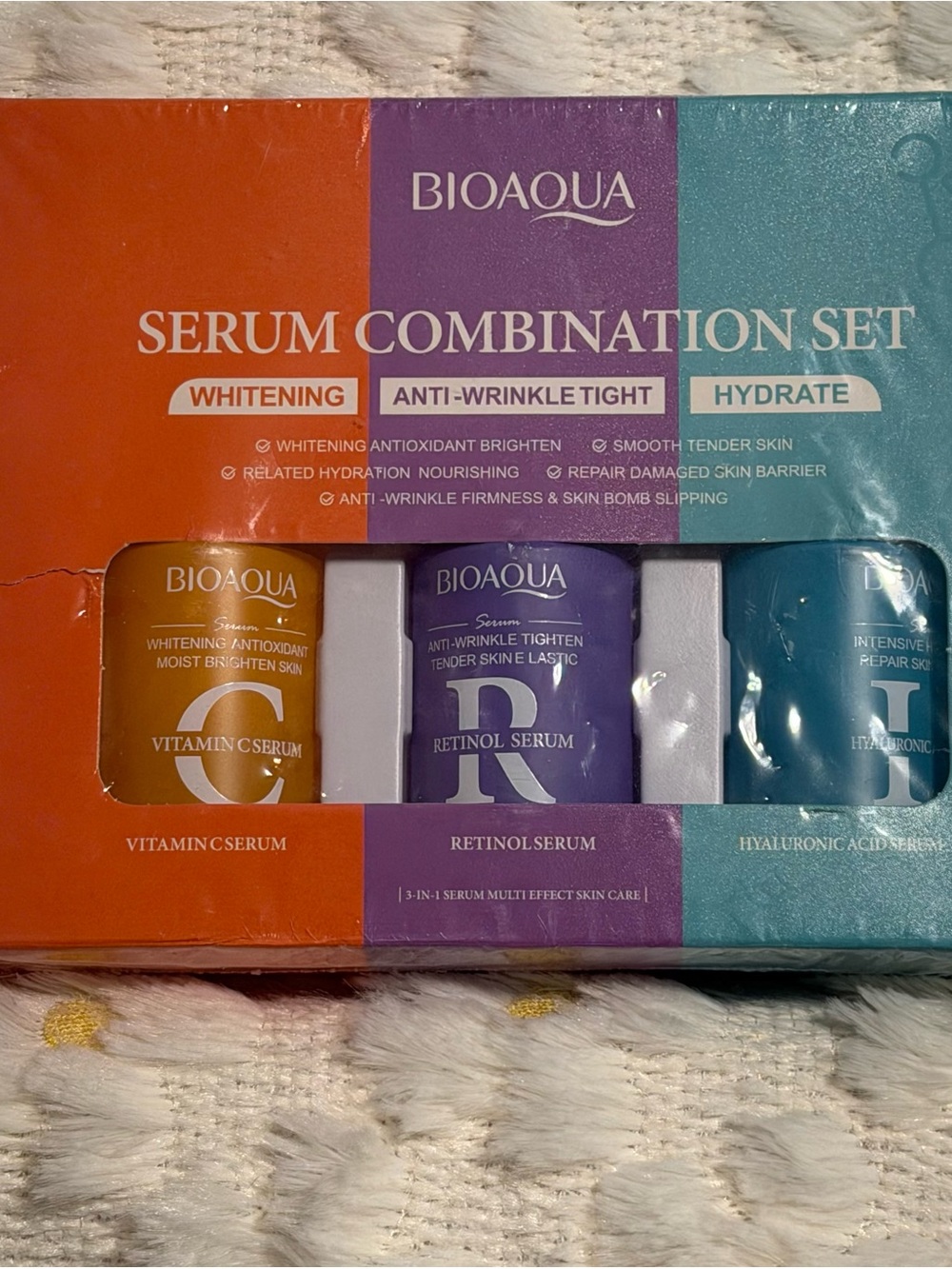 Bioaqua Serum Combo Set - Vitamin C Serum -Retinol Serum - Hyaluronic Acid Serum